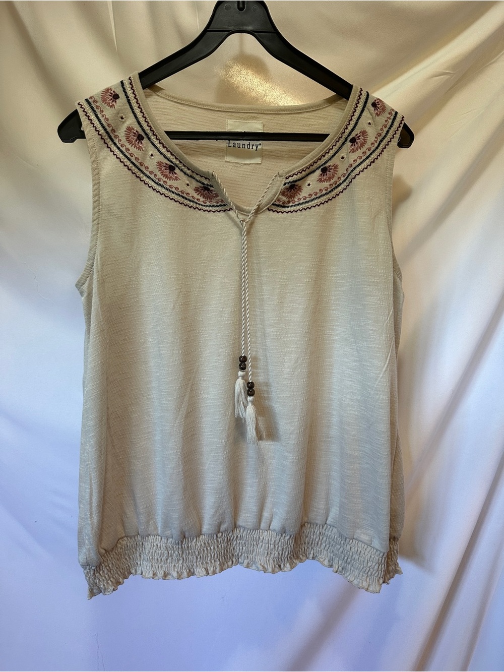 Boho Embroidered Tassel Tank